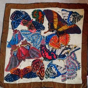Vintage 31" ×31"  silk butterfly scarf "Acute"